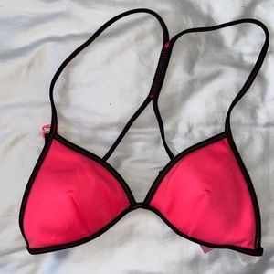 pink and black VS bikini top